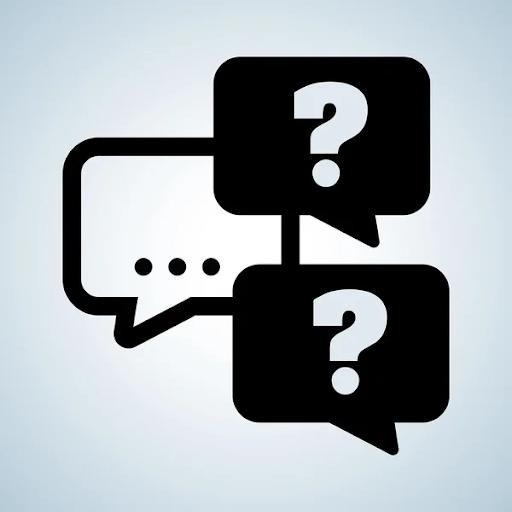 Deux bulles de dialogue portant un point d'interrogation